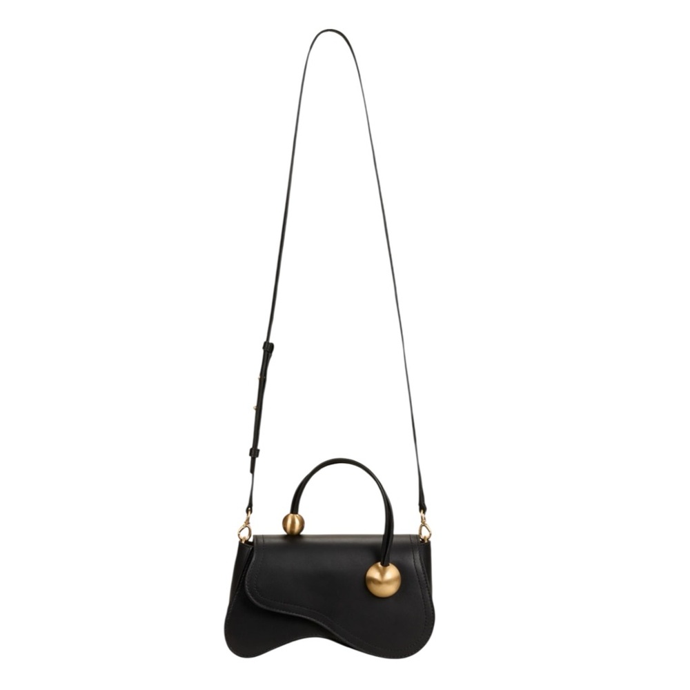 cult gaia Kazia‎ Regular Crossbody Black Leather Gold Bag - Picture 2 of 6